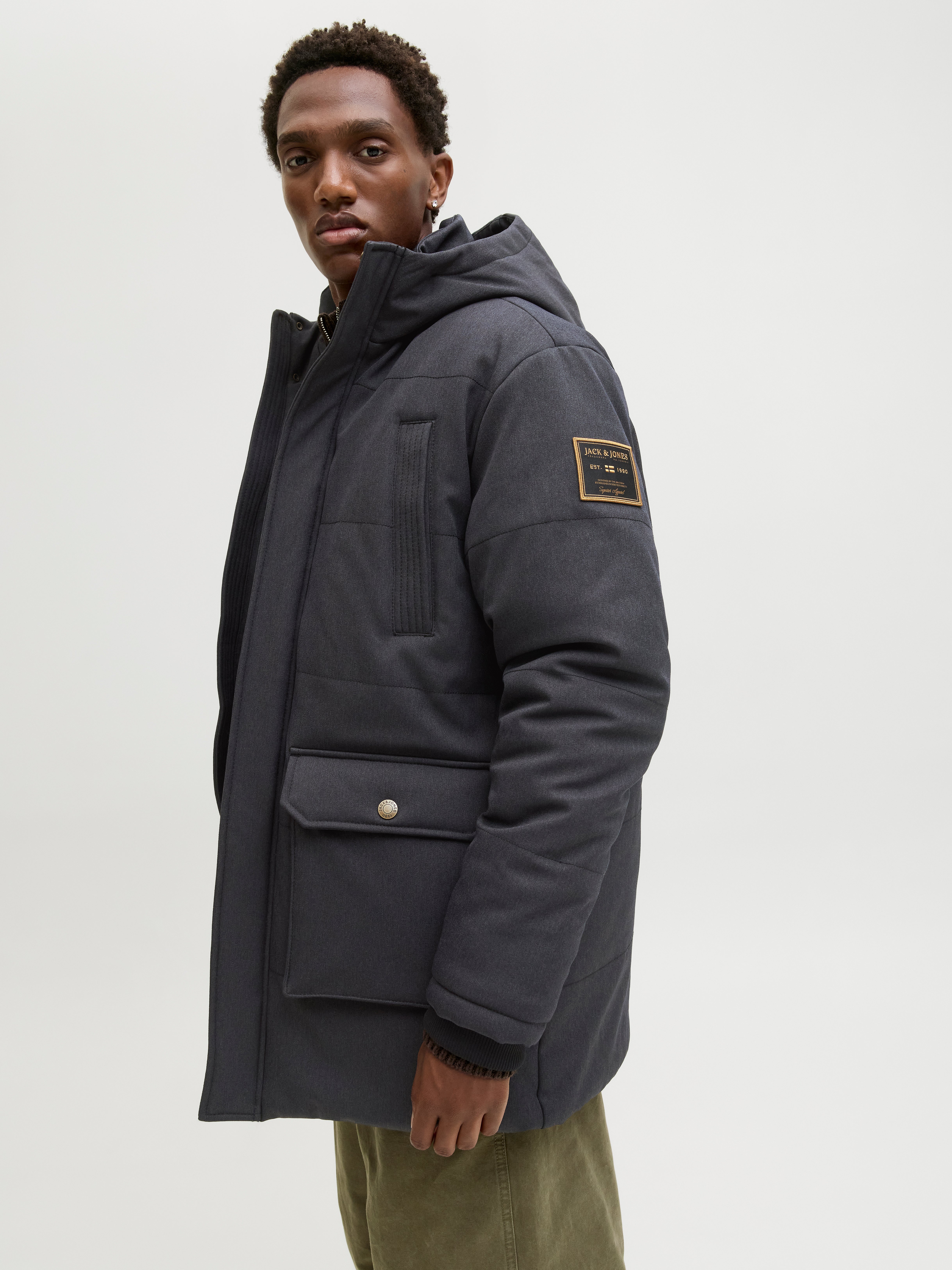 Parka JACK & JONES Homme – Noire Taille XL – Coupe Droite, Chaude Et Tendance Pour L'Hiver