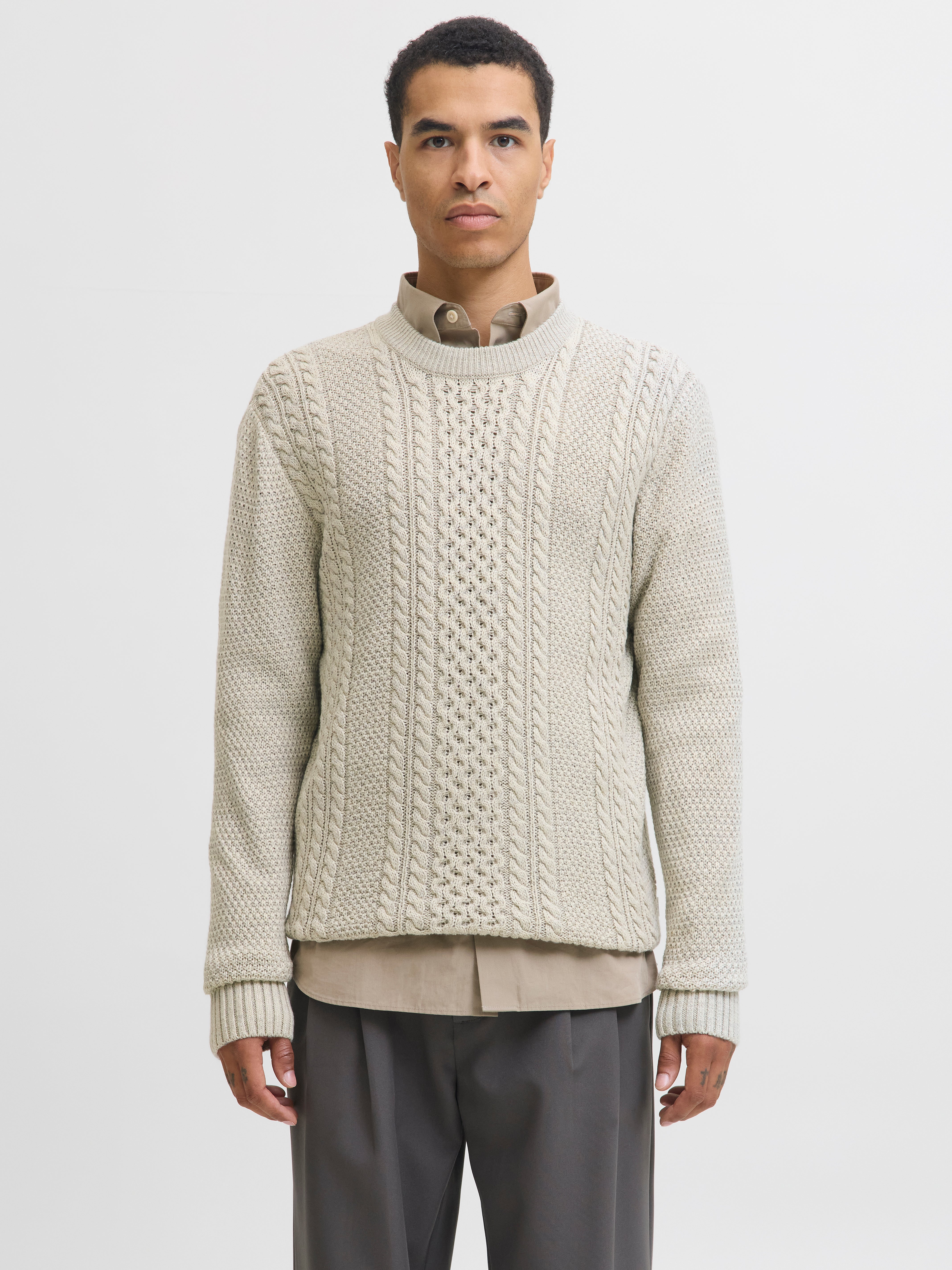 Einfarbig Strickpullover