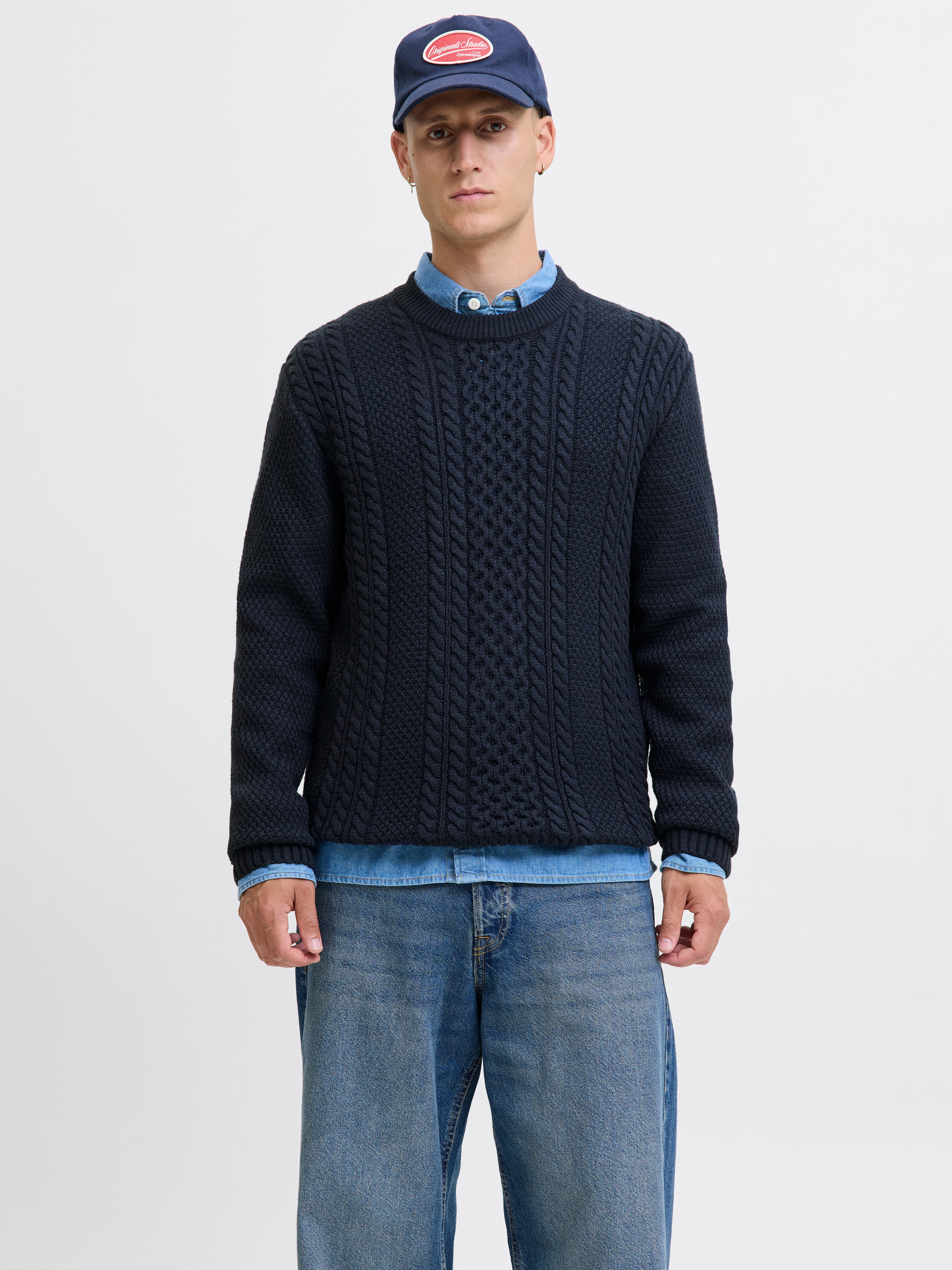 Einfarbig Strickpullover