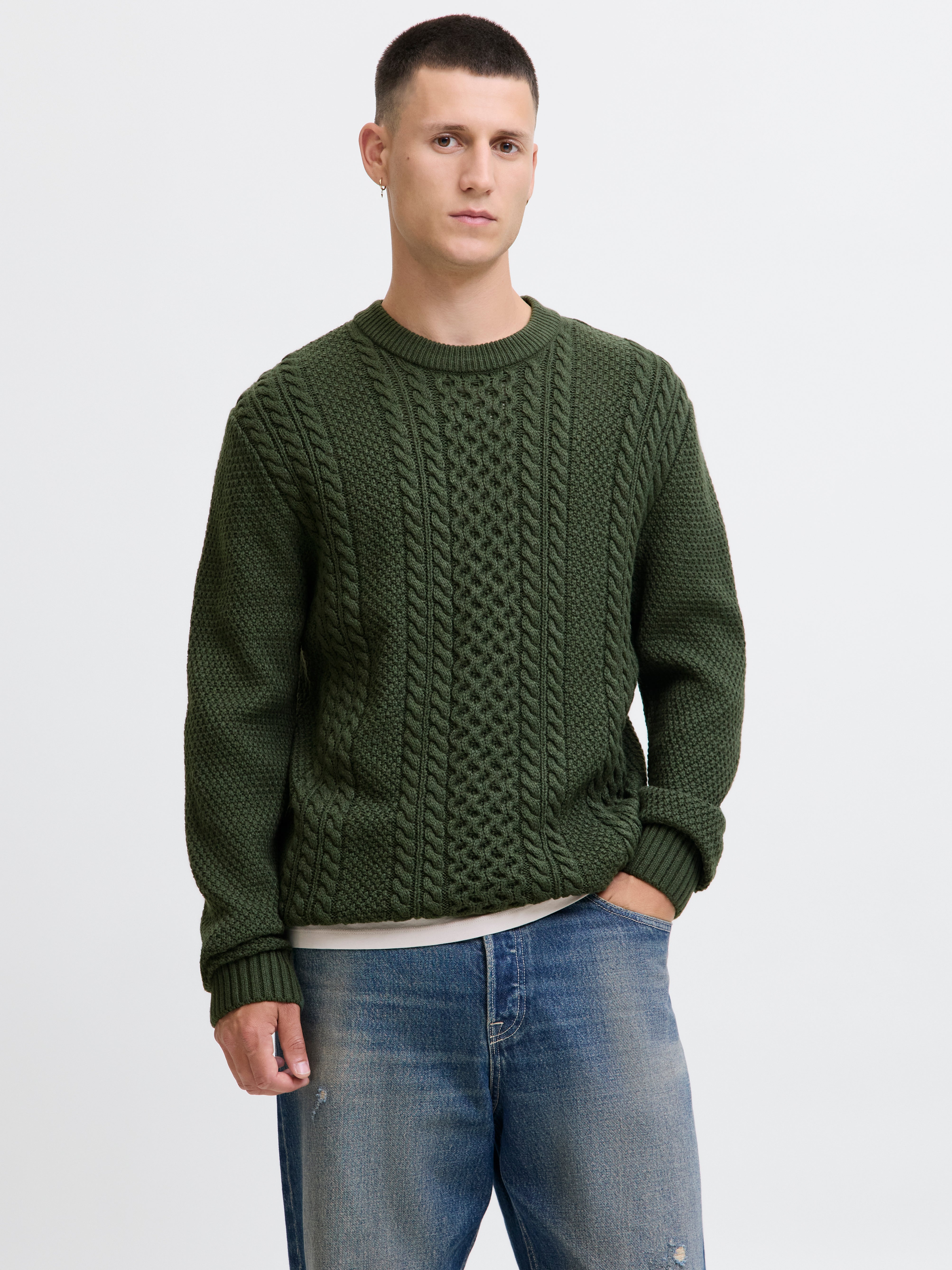 Einfarbig Strickpullover