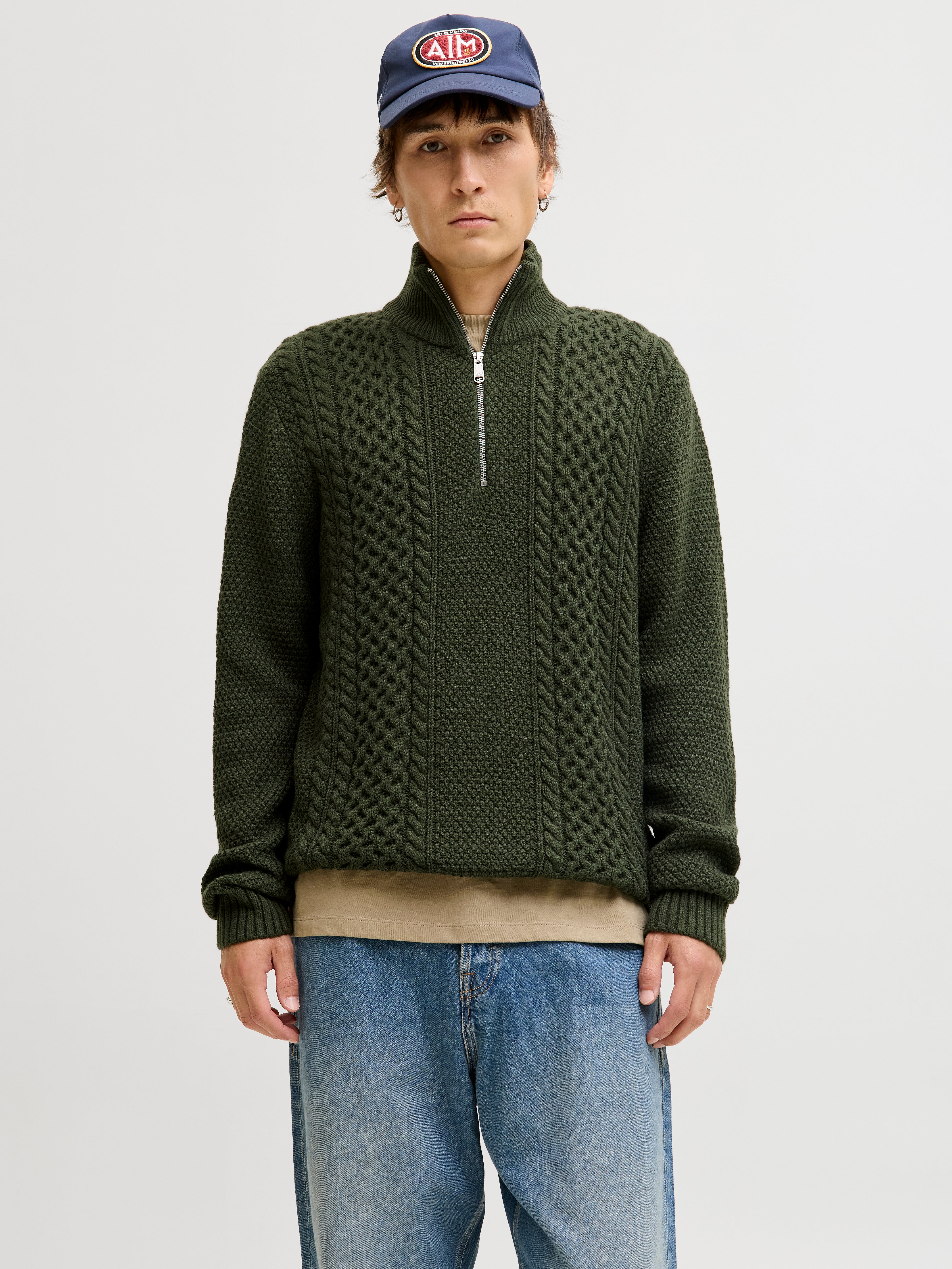 Einfarbig Strickpullover