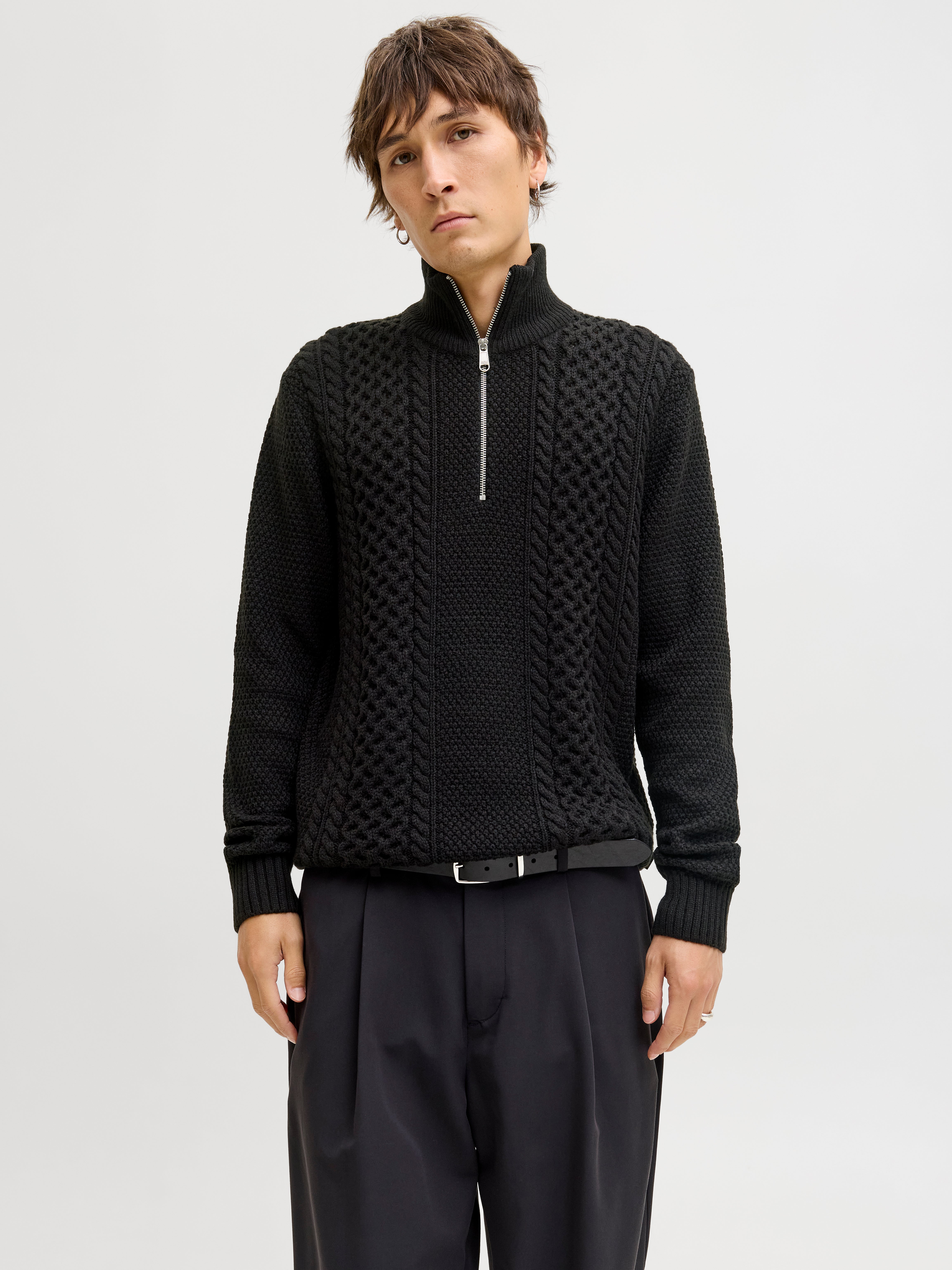Einfarbig Strickpullover