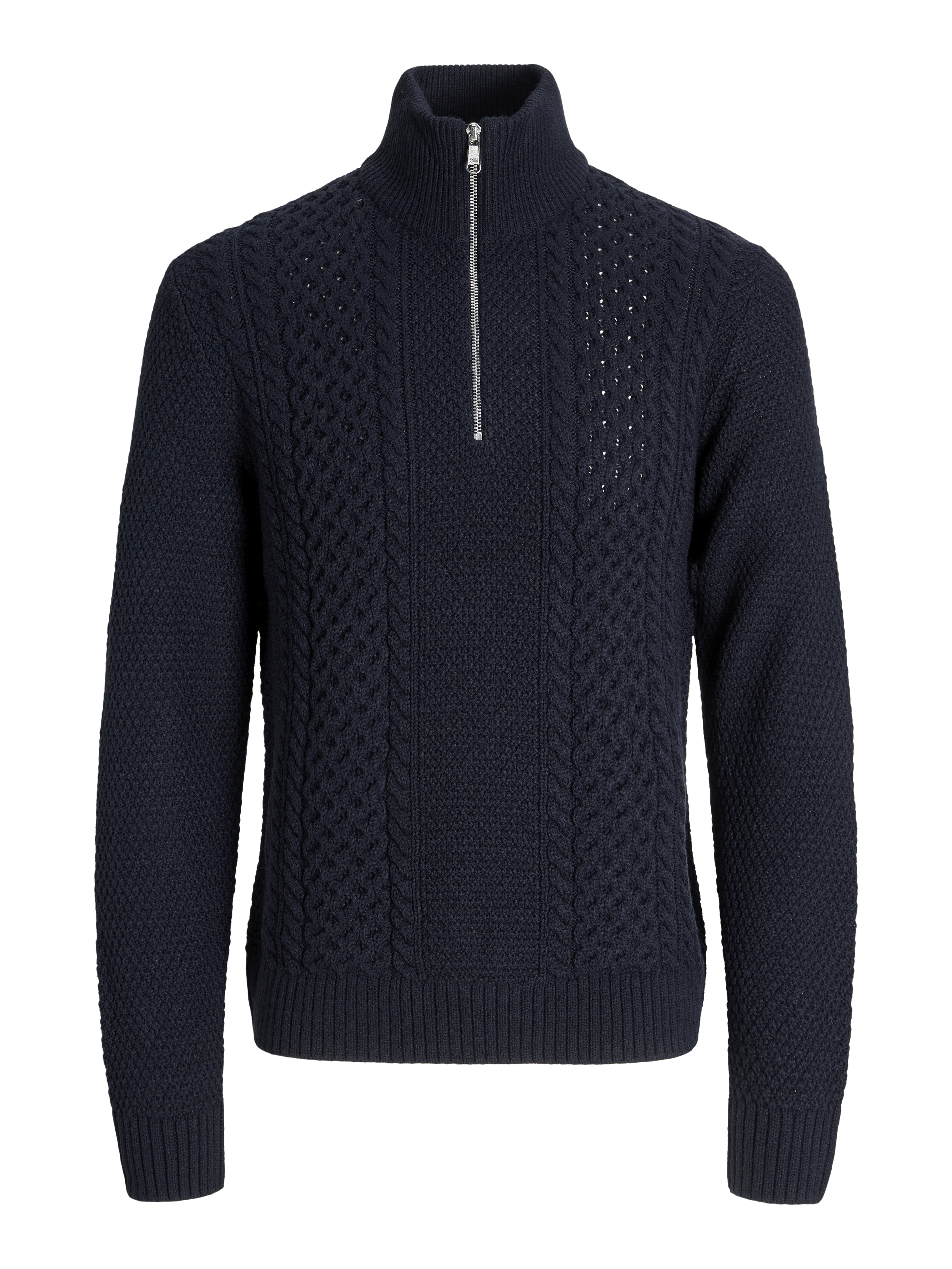 Thumbnail - Einfarbig Sweatshirt Mit Halbem Reißverschluss