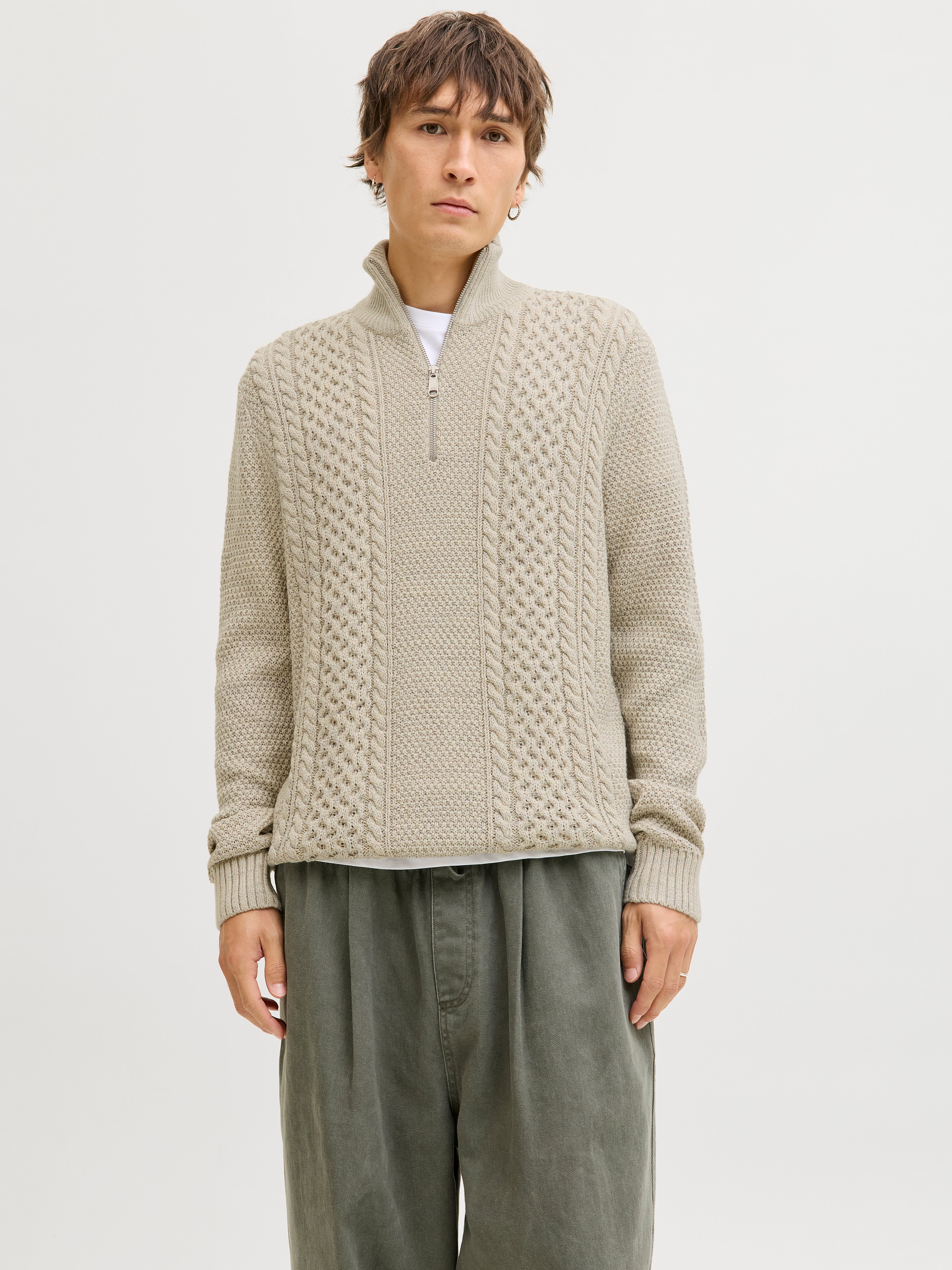 Einfarbig Strickpullover