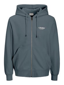 Jack & Jones Plus Size Printed Hoodie -Stormy Weather - 12279517