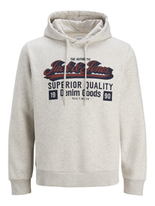 Jack & Jones Logo Kapuzenpullover -White Melange - 12279649