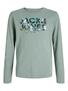 Jack & Jones t-shirt à manches longues Logo Mini -Iceberg Green - 12279842