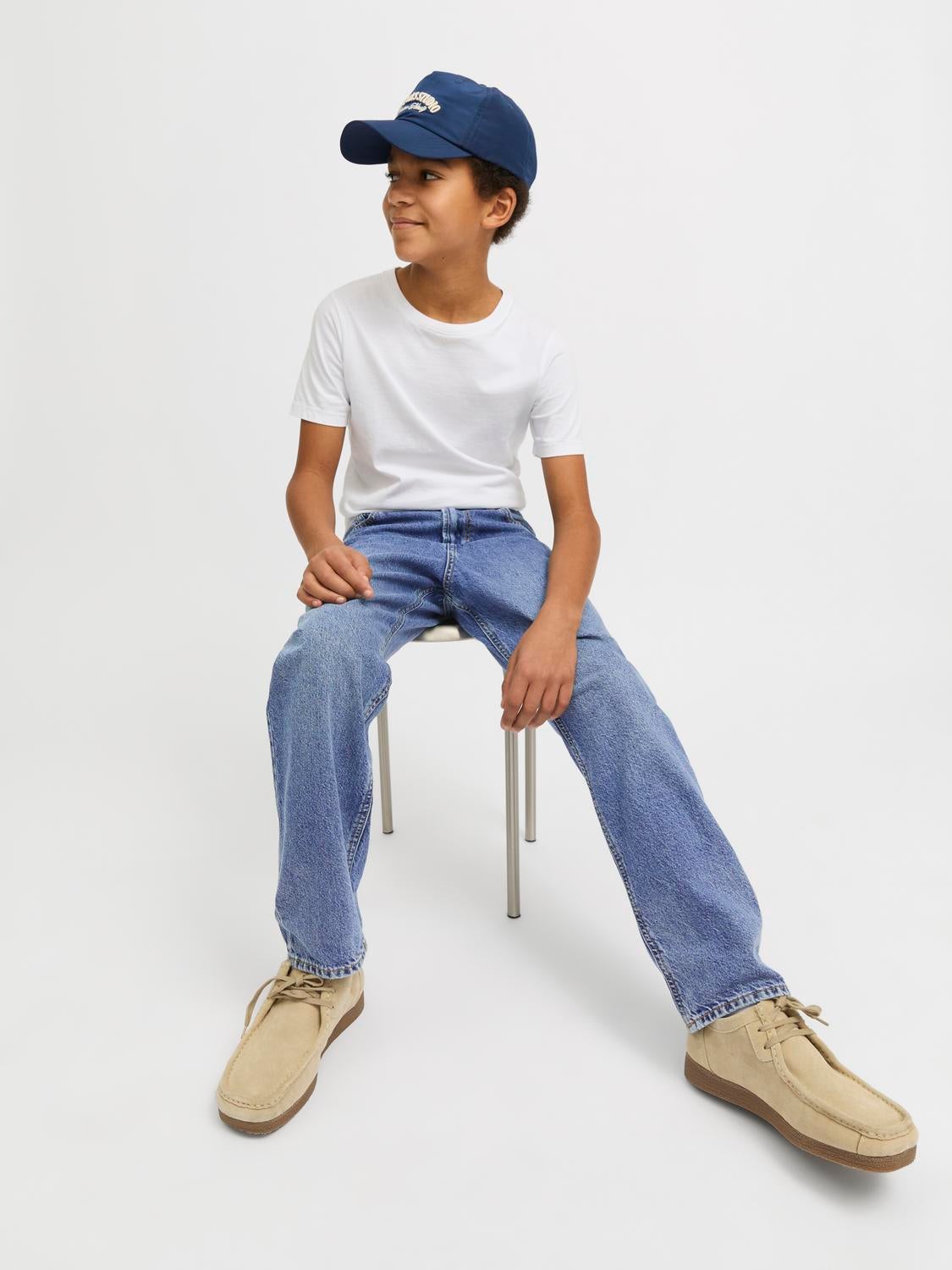 JACK & JONES Junior Jeans JJICHRIS JJORIGINAL SQ 855, Vestibilità Ampia, Vita Alta, Colore Slavato, Per Ragazzi (3-16 Anni)