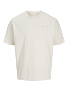 Jack & Jones Plius Spausdinta gale Marškinėliai -Antique White - 12279891