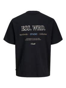 Jack & Jones Plus Size Drukowane z tyłu T-shirt -Black - 12279891