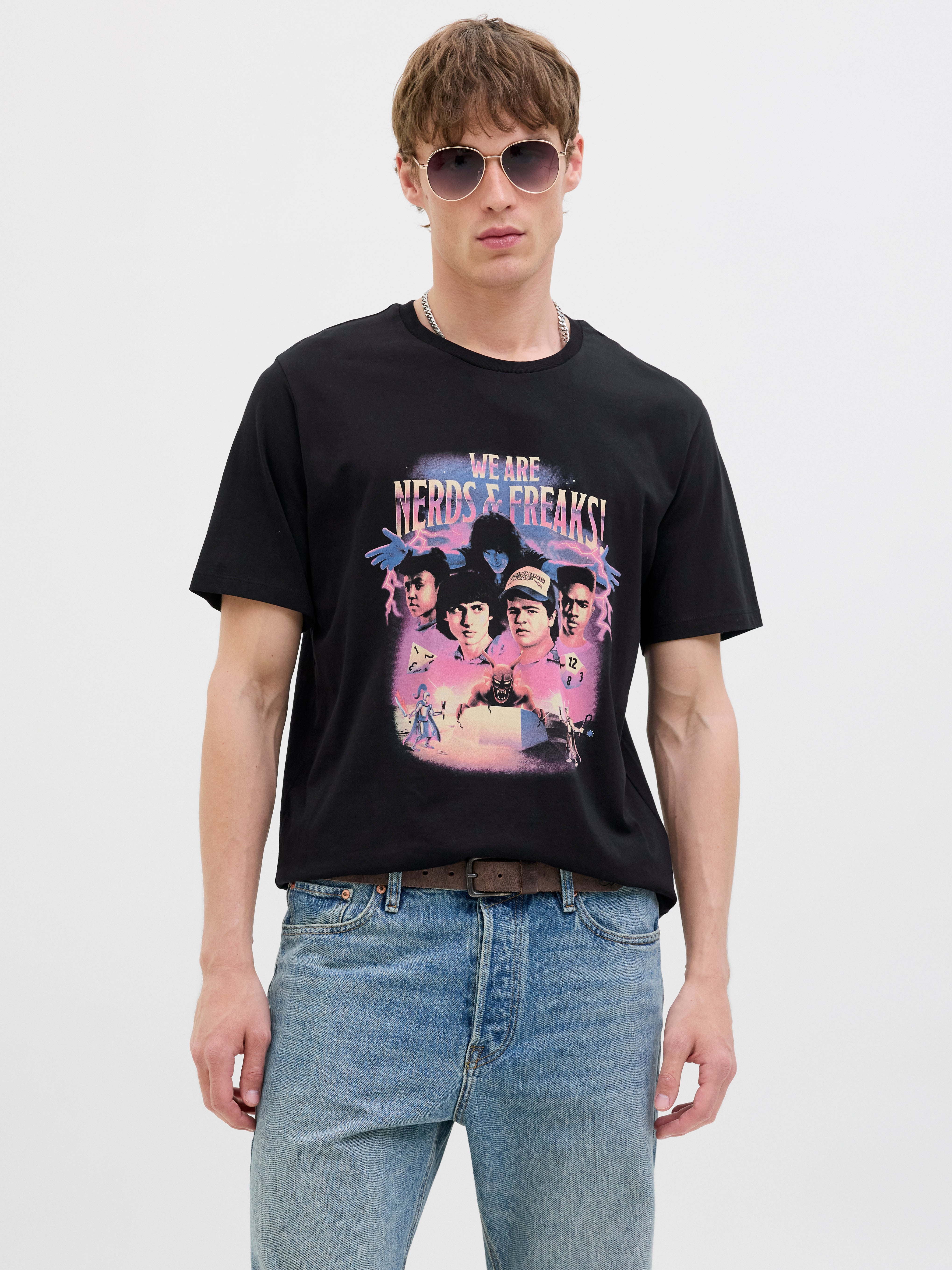 Gedruckt Rundhalsausschnitt T-shirt