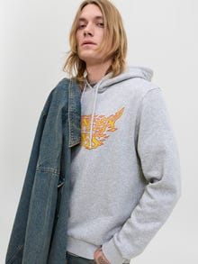 Jack & Jones Achterkant bedrukt Hoodie -Light Grey Melange - 12280210