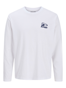 Jack & Jones Printet Langærmet T-shirt -Bright White - 12280834