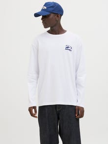 Jack & Jones Printet Langærmet T-shirt -Bright White - 12280834