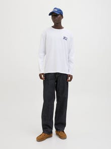 Jack & Jones Printet Langærmet T-shirt -Bright White - 12280834