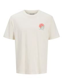 Jack & Jones Plus Size Tryck T-shirt -Egret - 12280843