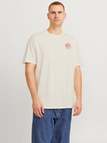 Jack & Jones Plus Size Tryck T-shirt -Egret - 12280843