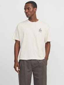 Jack & Jones Tryck T-shirt -Egret - 12280856