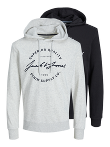Jack & Jones 2-pak Bluza z kapturem -Black - 12280940