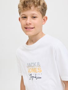 Jack & Jones Spausdintas raštas Marškinėliai Jaunimui -Bright White - 12281852