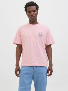 Jack & Jones Printed Crew neck T-shirt -Tickled Pink - 12282200
