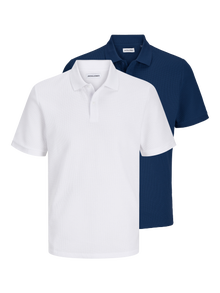 Jack & Jones Paquete de 2 Polo Liso Decote aberto -White - 12282373