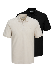Jack & Jones Paquete de 2 Polo Liso Cuello italiano -Moonbeam - 12282373