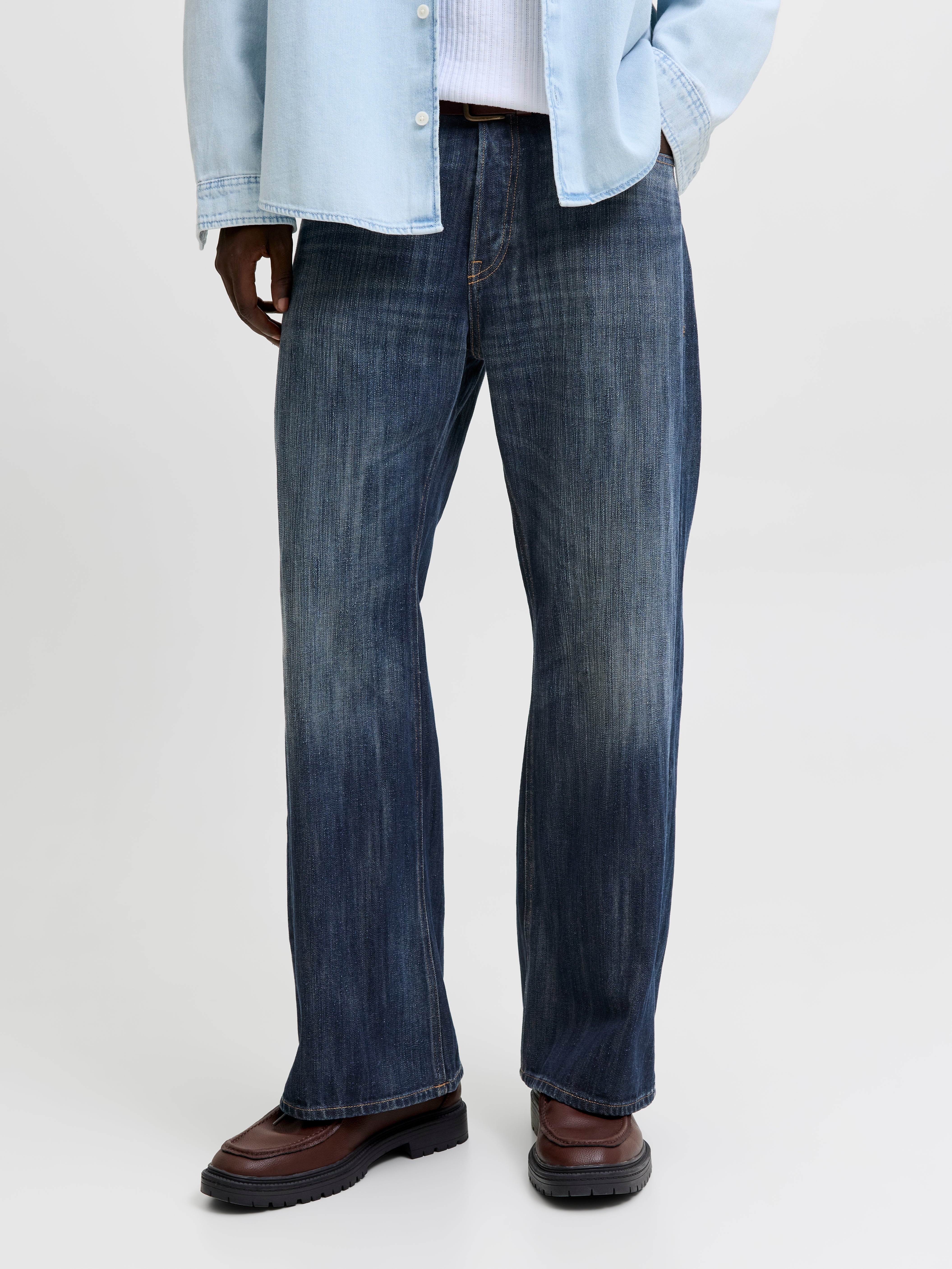 Jean Évasé Homme Jambes Larges – Style Hip Hop Rock – Bleu Foncé – Coupe Ample Tendance