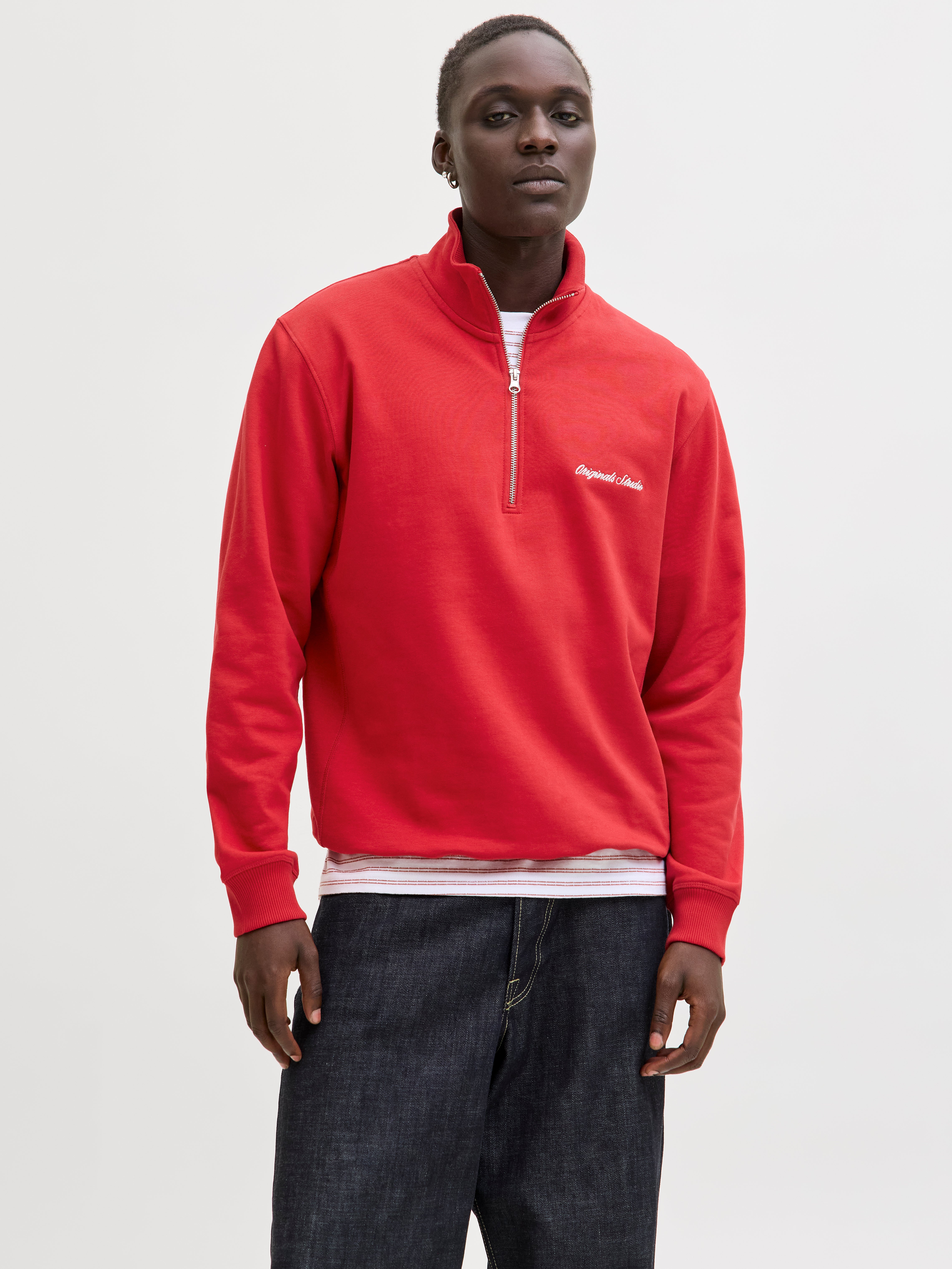 Sweatshirt Mit Halbem Reißverschluss