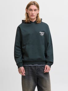 Jack & Jones Loose Fit Hoodie Ribbed cuffs Set in sleeves Sweatshirt -Forest River - 12283054