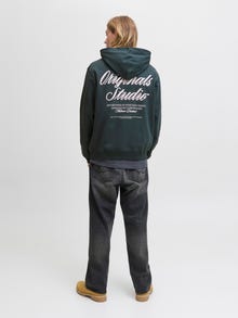 Jack & Jones Loose Fit Hoodie Ribbed cuffs Set in sleeves Sweatshirt -Forest River - 12283054