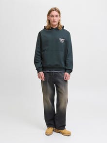 Jack & Jones Loose Fit Hoodie Ribbed cuffs Set in sleeves Sweatshirt -Forest River - 12283054
