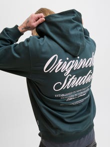 Jack & Jones Loose Fit Hoodie Ribbed cuffs Set in sleeves Sweatshirt -Forest River - 12283054
