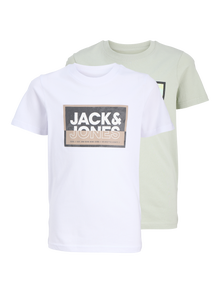 Jack & Jones 2-pakuotės Spausdintas raštas Marškinėliai Jaunimui -Aqua Gray - 12283591