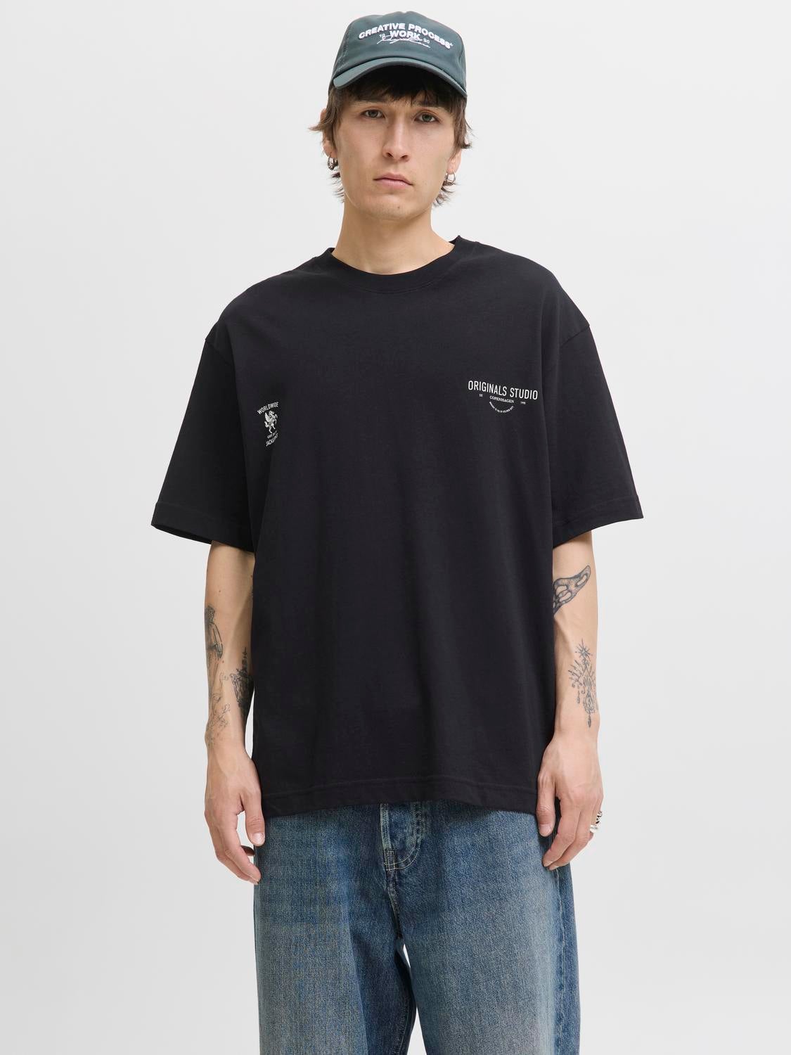 JACK & JONES Jjcross Tee T-Shirt Uomo Manica Corta | Maglietta Bianca O Blu Scuro In Cotone | Taglia XXL