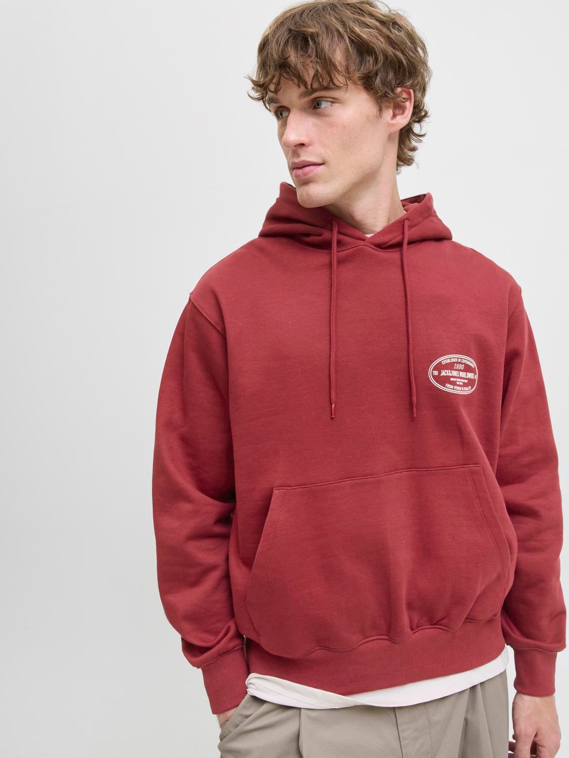 Hoodie Jack Jones Pullover Rot Kapuzenpullover Dunkelrot Jack Jones®
