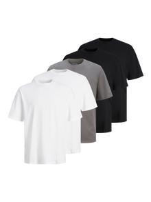 Jack & Jones 5-pak Ensfarvet T-shirt -White - 12284199