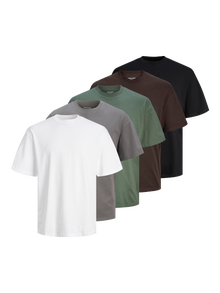 Jack & Jones 5-pack Enfärgat T-shirt -White - 12284199