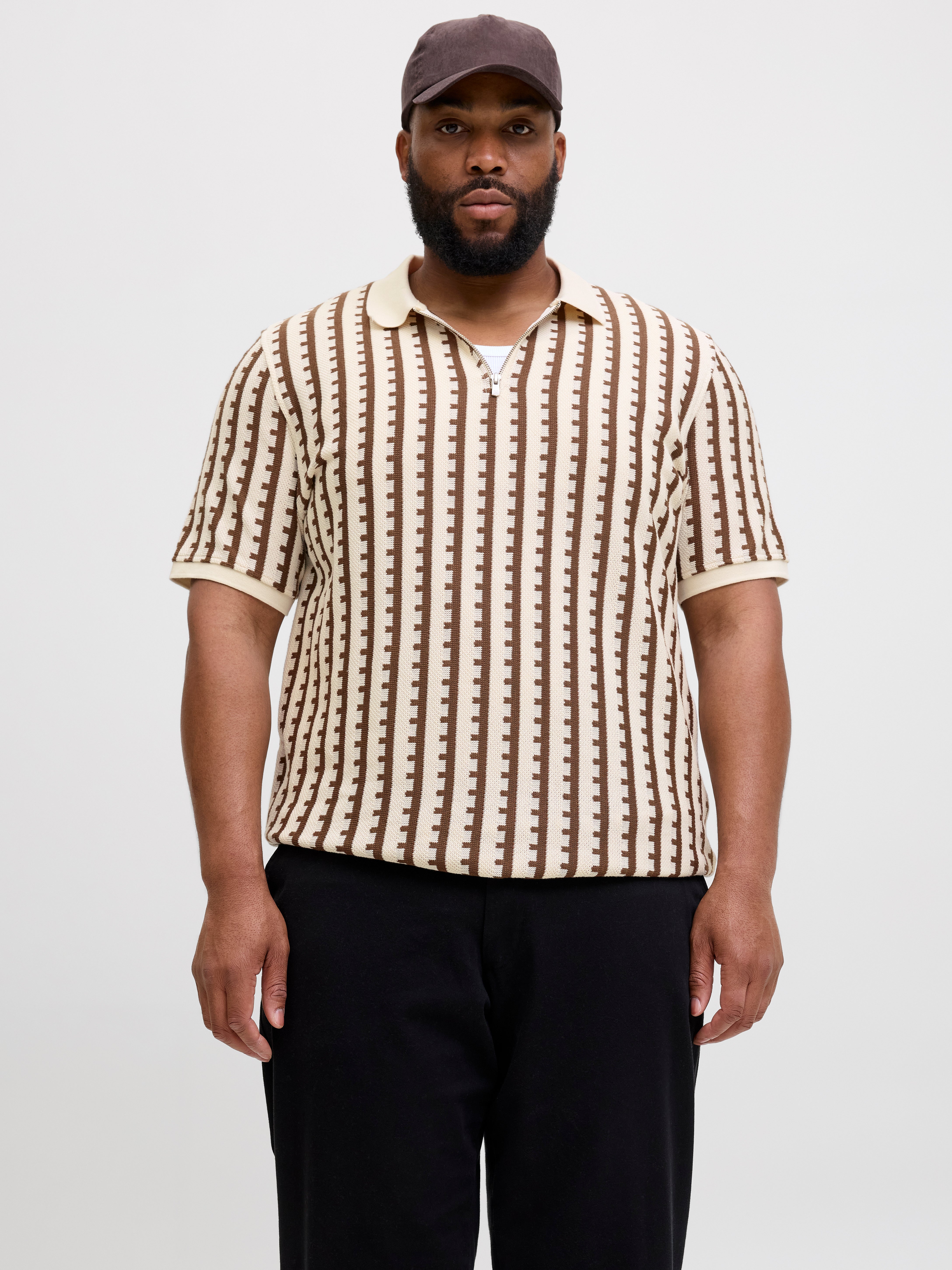 Plus Size Gestreift Poloshirt