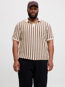 Jack & Jones Plus Size W paski Koszula polo -Cloud Dancer - 12284570