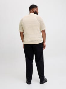 Jack & Jones Plus Size Stickad polo -Almond Milk - 12284571