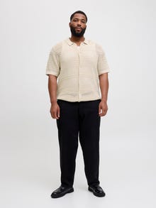 Jack & Jones Plus Size Stickad polo -Almond Milk - 12284571