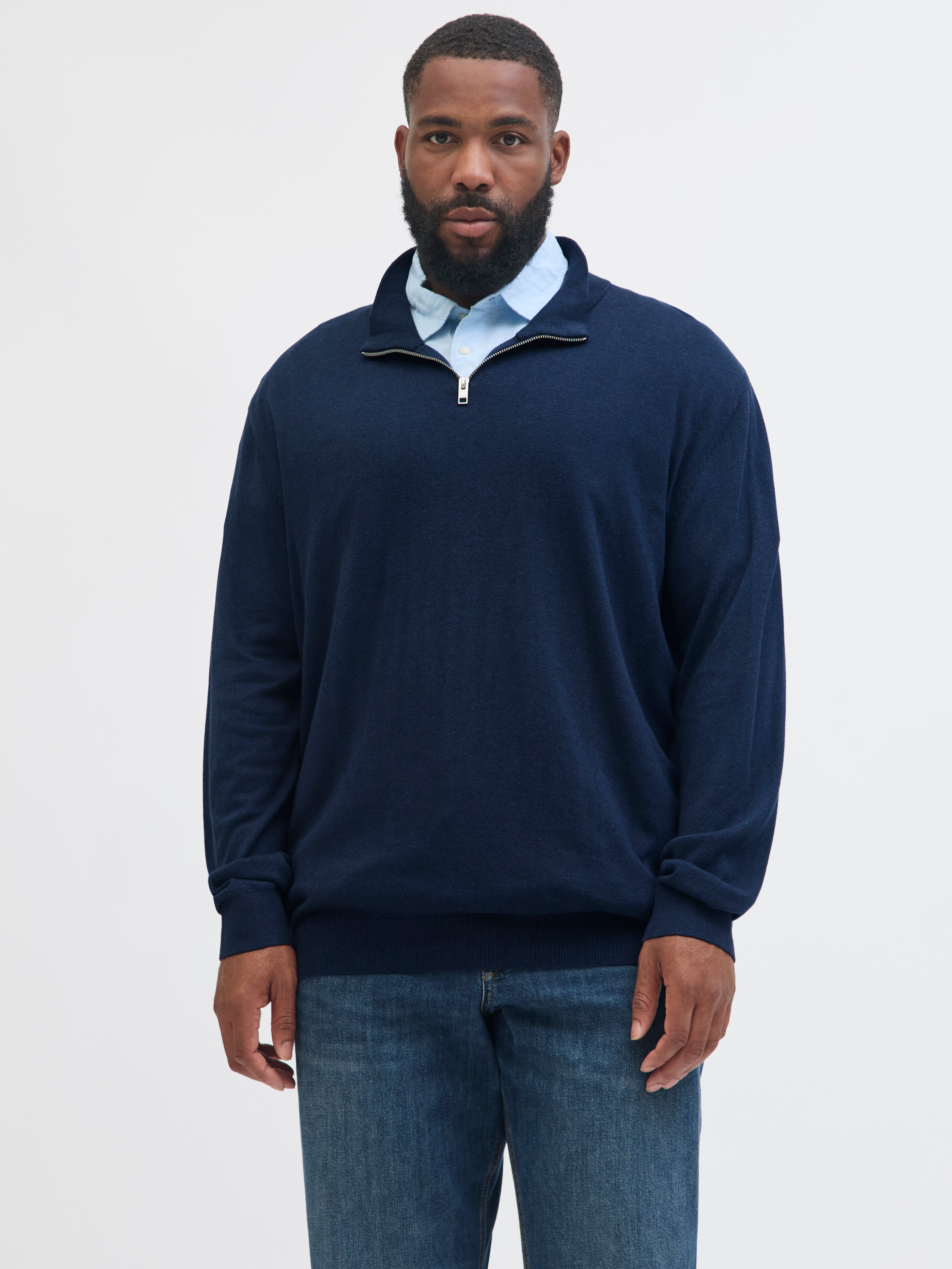 Plus Size Sweatshirt Mit Halbem Reißverschluss