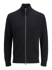 Jack & Jones Structure Fit High neck Plus Dropped shoulders Knit Cardigan -Black - 12284612