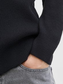 Jack & Jones Structure Fit High neck Plus Dropped shoulders Knit Cardigan -Black - 12284612