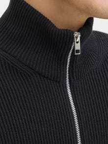 Jack & Jones Structure Fit High neck Plus Dropped shoulders Knit Cardigan -Black - 12284612