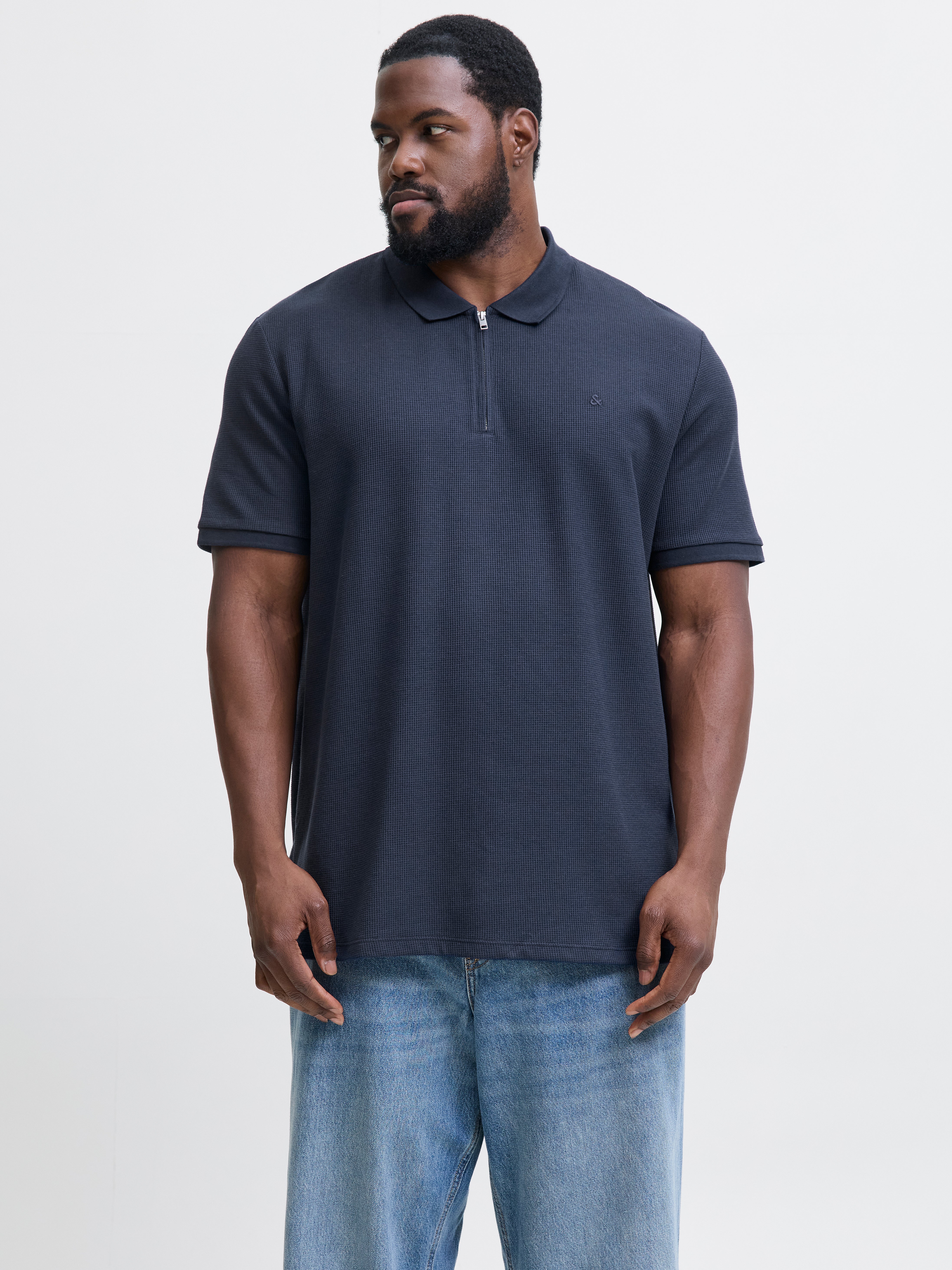 Thumbnail - Plus Size Einfarbig Poloshirt