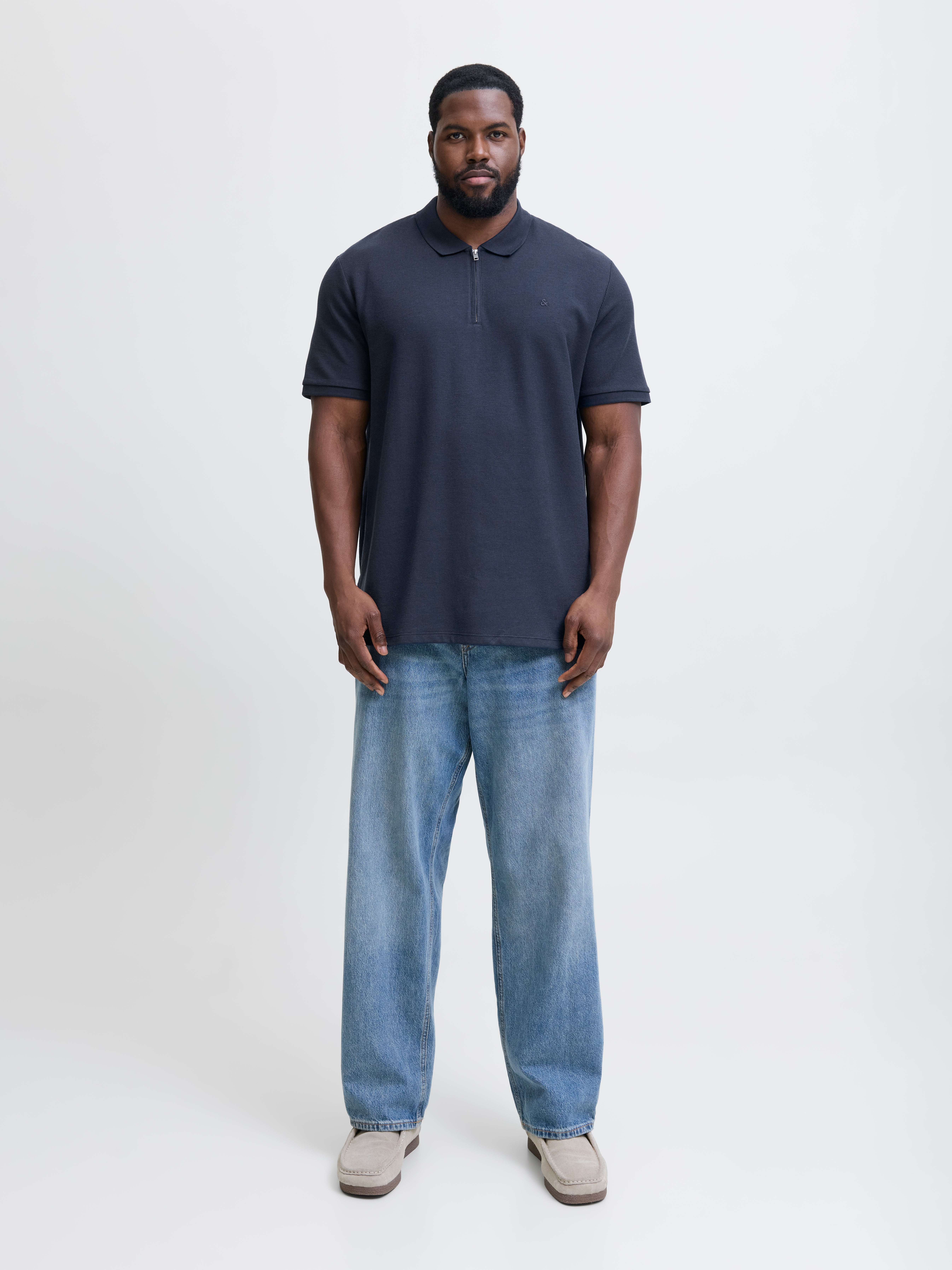 Thumbnail - Plus Size Einfarbig Poloshirt