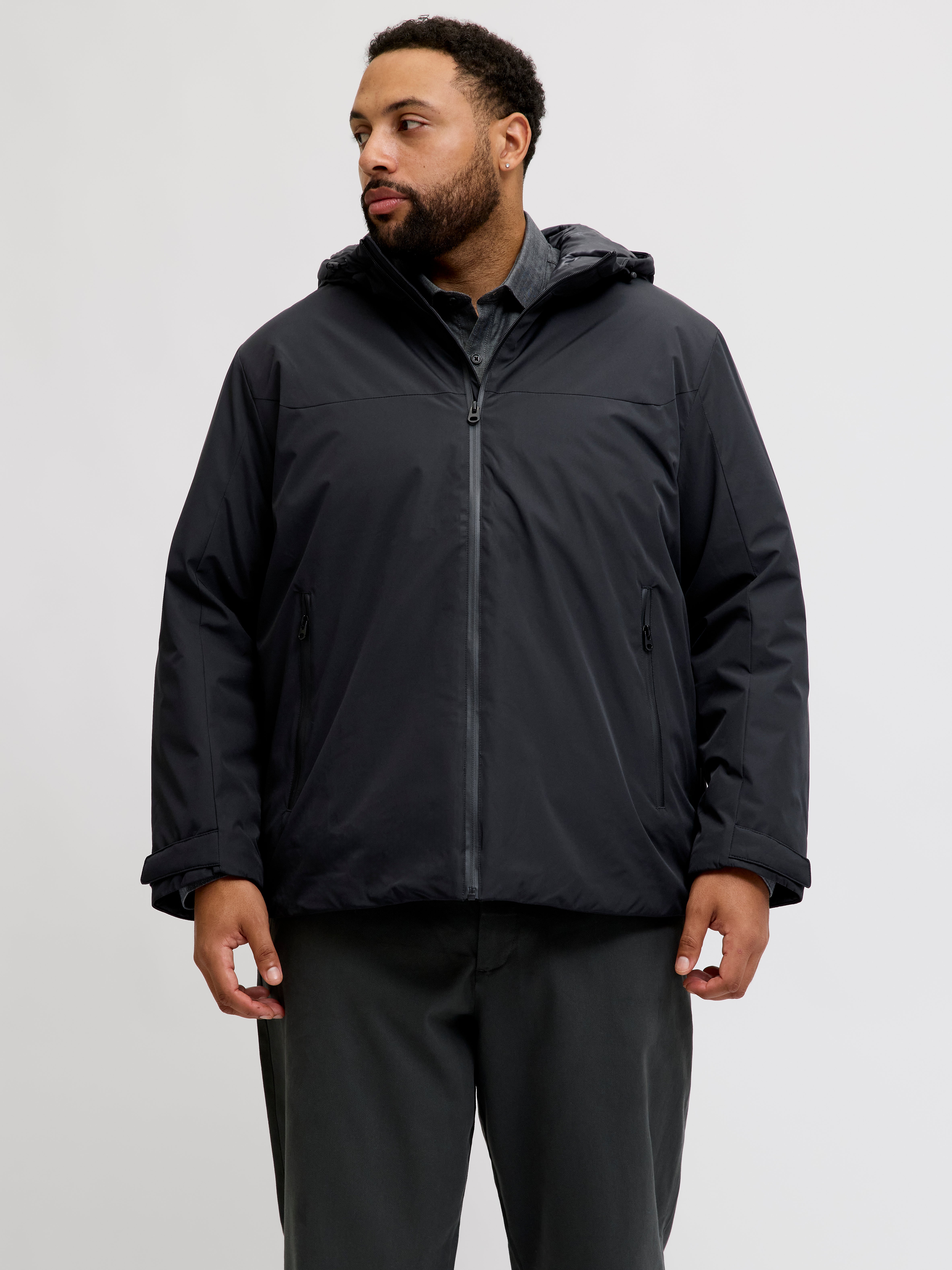 Jack & Jones Originals - Piumino lungo con cappuccio nero Jack & Jones Originals - Piumino lungo con cappuccio nero