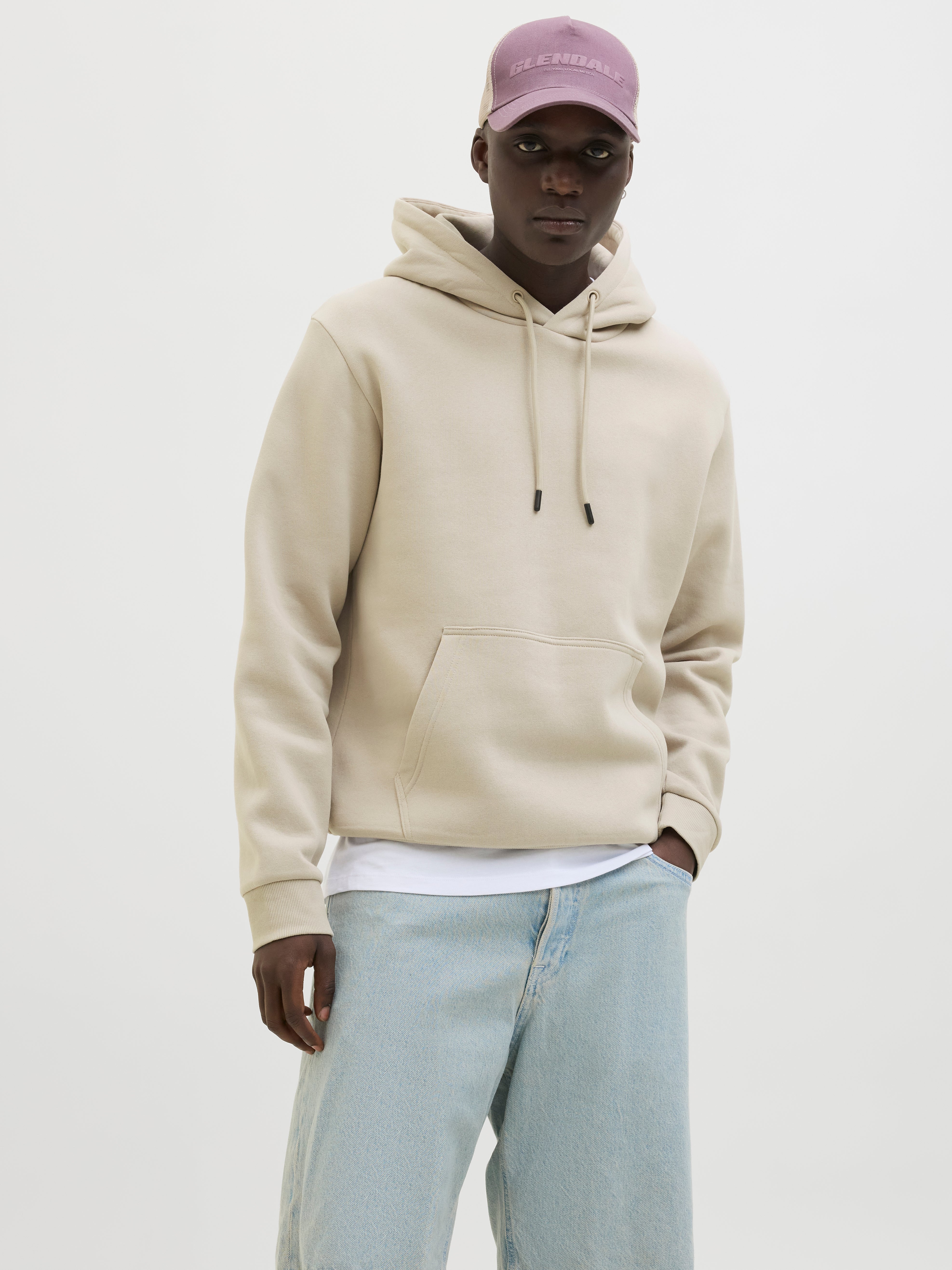 Einfarbig Kapuzenpullover